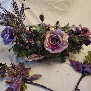 Lot of 3 Purple Decorative Artificial Floral Items